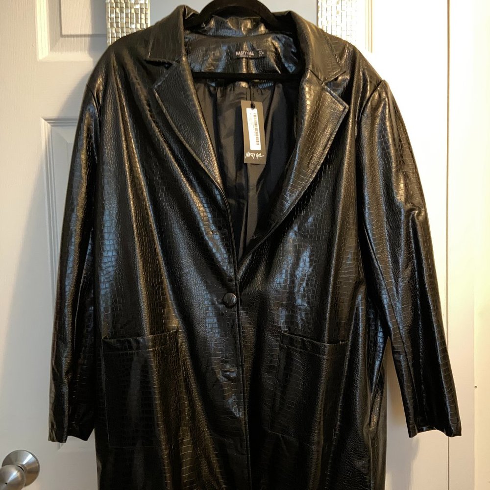NWT Nasty Gal Faux Croc Patent Leather Jacket